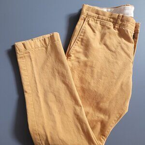 J.CREW 484 Broken In Chino Pants Mens 33x30 Slim Fit Cotton Twill Tan/Yellow
